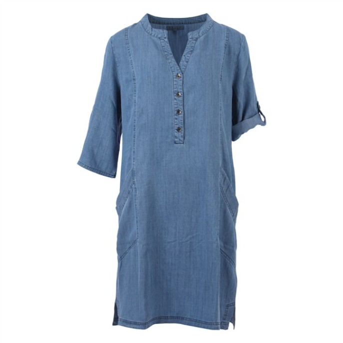 Enjoy Jurk 3/4 mouw tencel 93999 Blauw Enjoy Jurk 3/4 mouw tencel 93999 Blauw